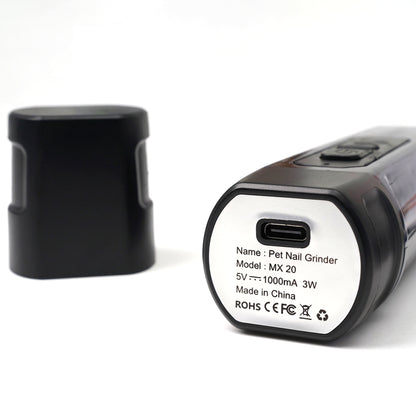 Rechargeable Pet Nail Grinder – 2-Speed Electric Nail Trimmer with LED Light, 600mAh Battery